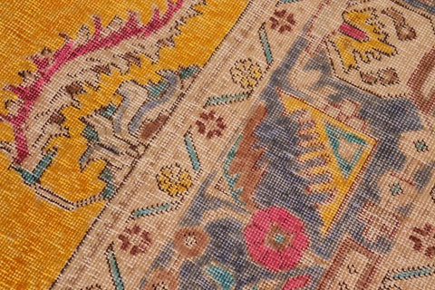 handmade Vintage Hand Painte Yellow Grey Hand Knotted RECTANGLE 100% WOOL area rug 10X13