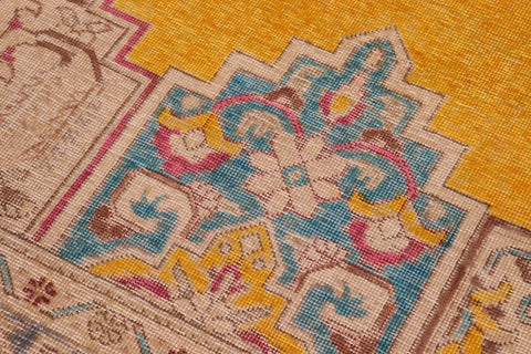 handmade Vintage Hand Painte Yellow Grey Hand Knotted RECTANGLE 100% WOOL area rug 10' x 13'