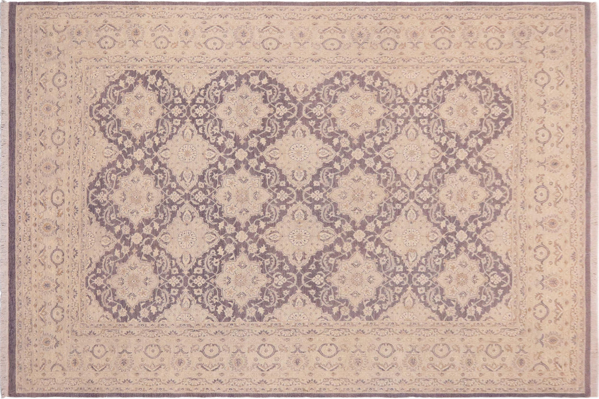 handmade Transitional Kafkaz Purple Gray Hand Knotted RECTANGLE WOOL&SILK area rug 10' x 14'