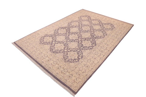 handmade Transitional Kafkaz Purple Gray Hand Knotted RECTANGLE WOOL&SILK area rug 10' x 14'
