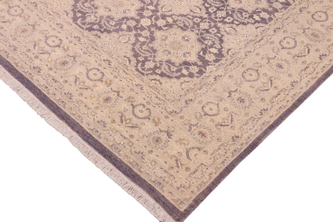 handmade Transitional Kafkaz Purple Gray Hand Knotted RECTANGLE WOOL&SILK area rug 10' x 14'