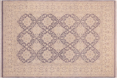 handmade Transitional Kafkaz Purple Gray Hand Knotted RECTANGLE WOOL&SILK area rug 10' x 14'