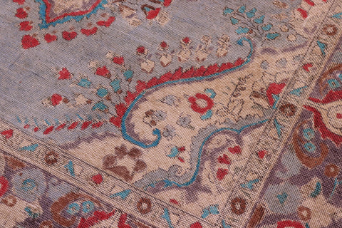 handmade Vintage Hand Painte Blue Purple Hand Knotted RECTANGLE 100% WOOL area rug 6' x 9'