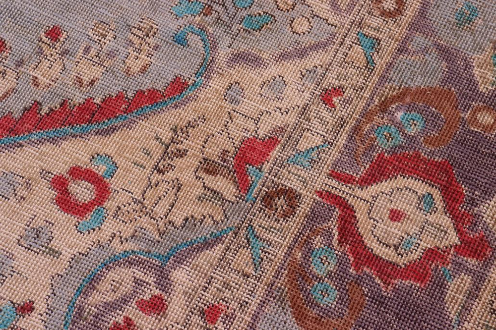 handmade Vintage Hand Painte Blue Purple Hand Knotted RECTANGLE 100% WOOL area rug 6X9