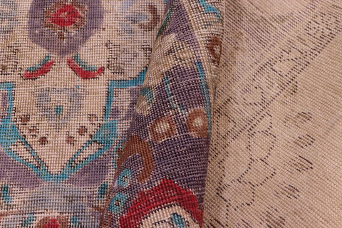 handmade Vintage Hand Painte Blue Purple Hand Knotted RECTANGLE 100% WOOL area rug 6X9