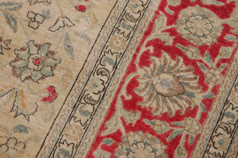 handmade Vintage Hand Painte Beige Red Hand Knotted RECTANGLE 100% WOOL area rug 9X11