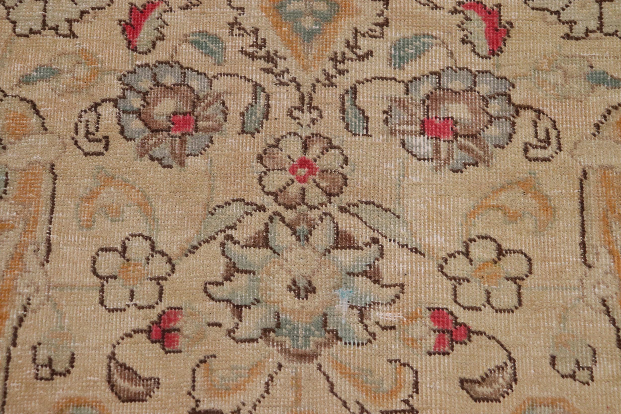 handmade Vintage Hand Painte Beige Red Hand Knotted RECTANGLE 100% WOOL area rug 9' x 11'