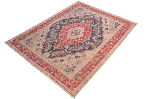 handmade Vintage Hand Painte Blue Red Hand Knotted RECTANGLE 100% WOOL area rug 8X11