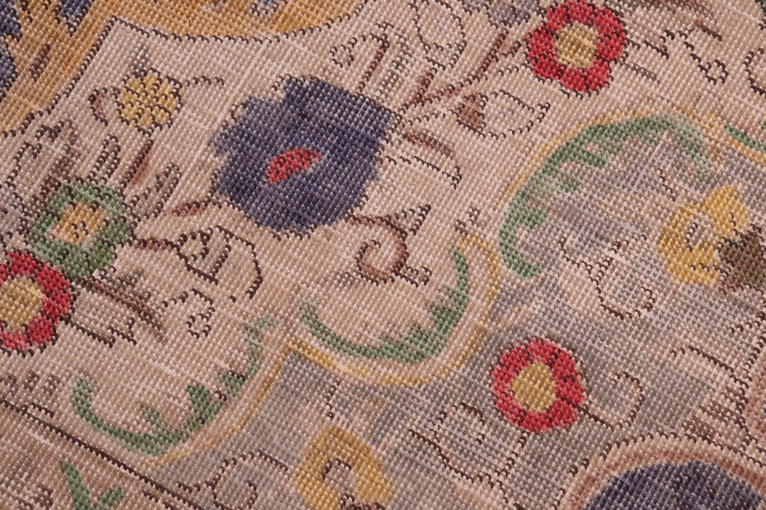 handmade Vintage Hand Painte Blue Red Hand Knotted RECTANGLE 100% WOOL area rug 8' x 11'