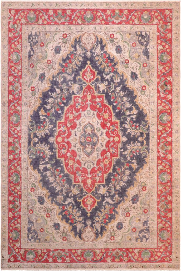 handmade Vintage Hand Painte Blue Red Hand Knotted RECTANGLE 100% WOOL area rug 8X11