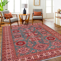 handmade Geometric Super Kazak Green Beige Hand Knotted RECTANGLE 100% WOOL area rug 8X10