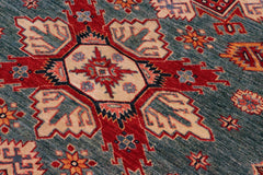 handmade Geometric Super Kazak Green Beige Hand Knotted RECTANGLE 100% WOOL area rug 8X10