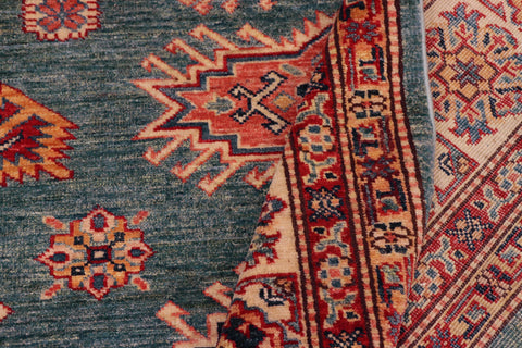 handmade Geometric Super Kazak Green Beige Hand Knotted RECTANGLE 100% WOOL area rug 8' x 10'