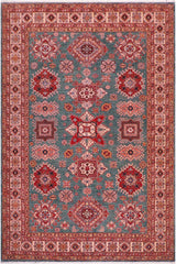 handmade Geometric Super Kazak Green Beige Hand Knotted RECTANGLE 100% WOOL area rug 8X10