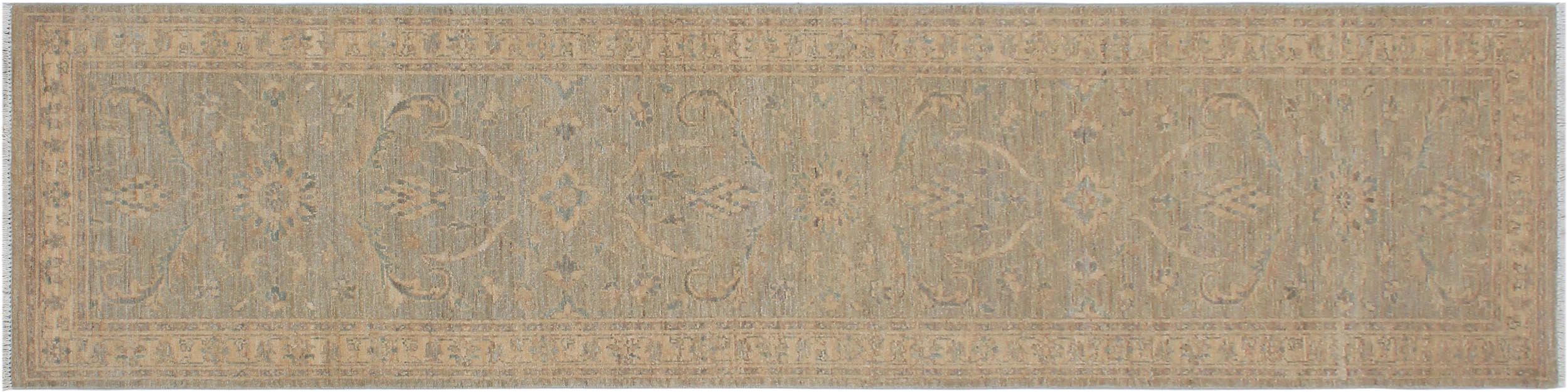 handmade Traditional Kafkaz Grey Beige Hand Knotted RUNNER 100% WOOL area rug 3' x 10'