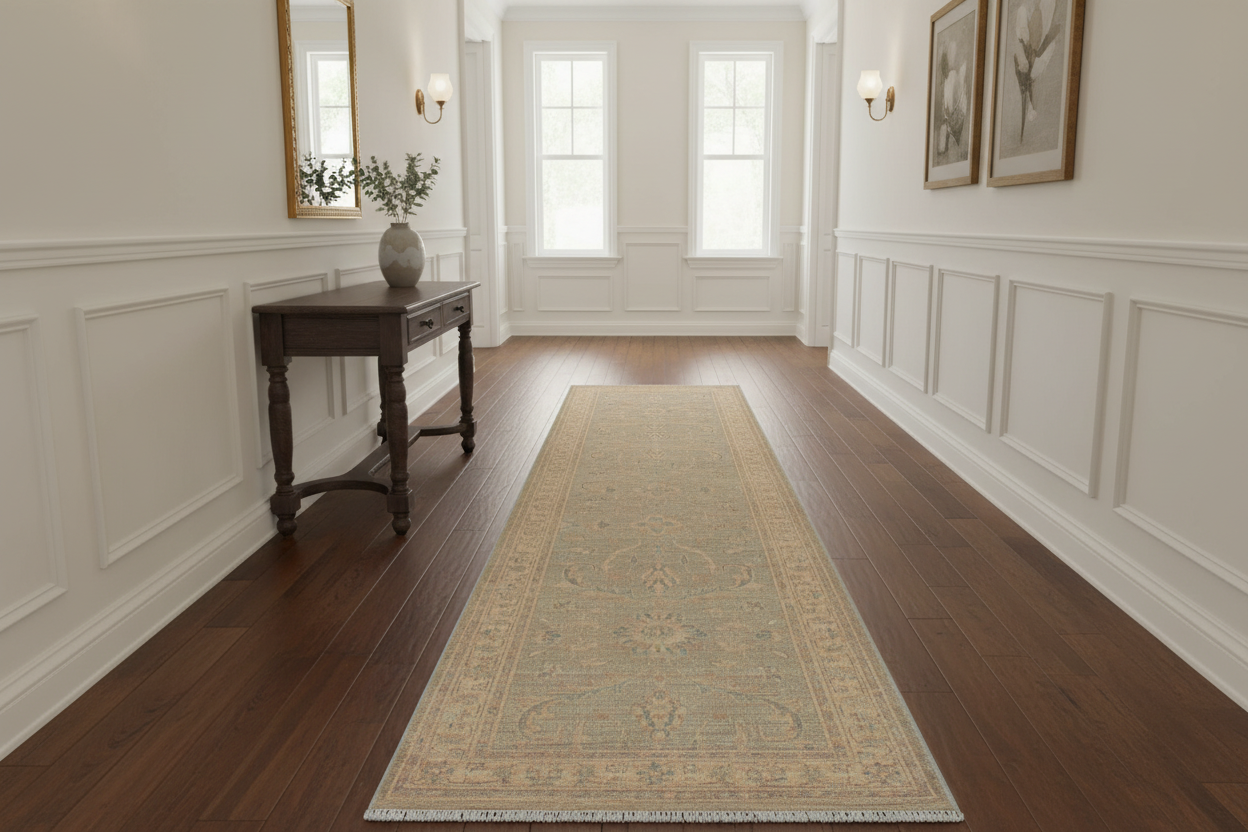 handmade Traditional Kafkaz Grey Beige Hand Knotted RUNNER 100% WOOL area rug 3' x 10'