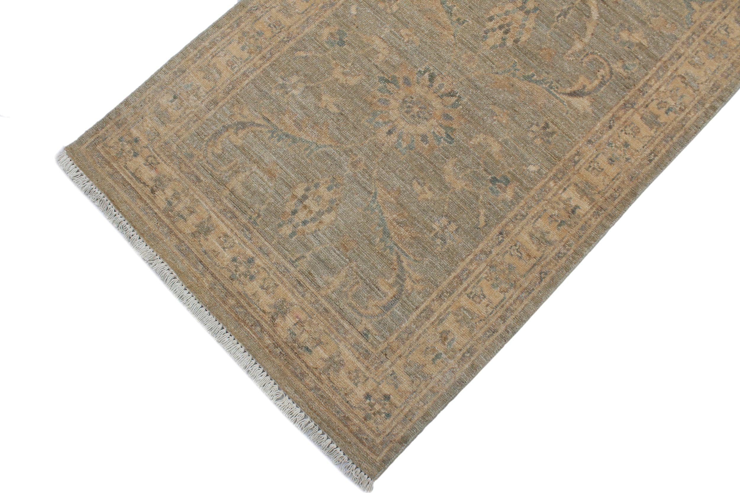 handmade Traditional Kafkaz Grey Beige Hand Knotted RUNNER 100% WOOL area rug 3' x 10'