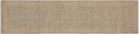 handmade Traditional Kafkaz Grey Beige Hand Knotted RUNNER 100% WOOL area rug 3' x 10'