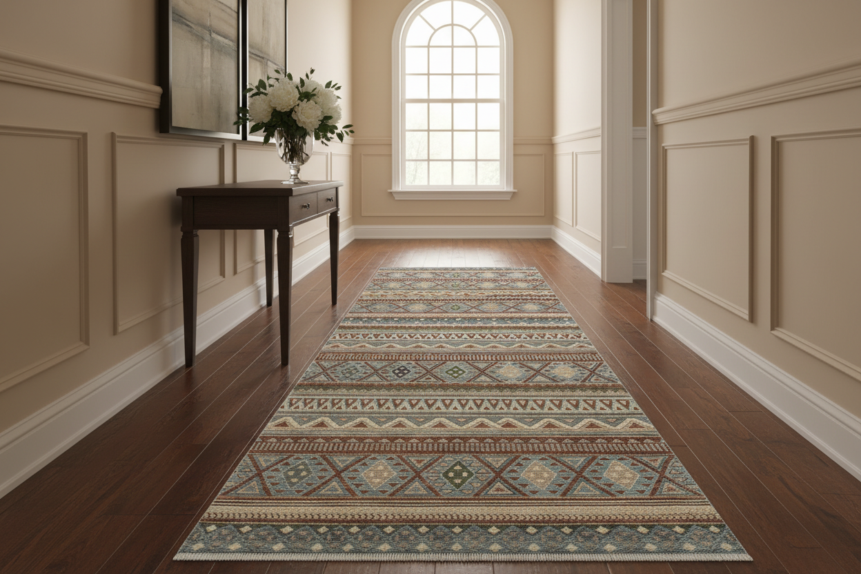 handmade Geometric Kurjean Brown Beige Hand Knotted RUNNER 100% WOOL area rug 3x10