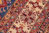 handmade Geometric Super Kazak Blue Beige Hand Knotted RECTANGLE 100% WOOL area rug 9 x 13