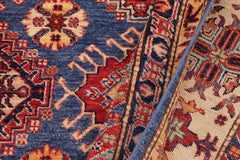 handmade Geometric Super Kazak Blue Beige Hand Knotted RECTANGLE 100% WOOL area rug 9X13