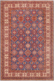 handmade Geometric Super Kazak Blue Beige Hand Knotted RECTANGLE 100% WOOL area rug 9 x 13