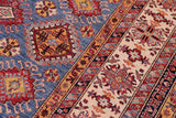 handmade Geometric Super Kazak Blue Beige Hand Knotted RECTANGLE 100% WOOL area rug 9 x 12