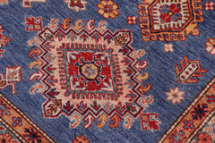 handmade Geometric Super Kazak Blue Ivory Hand Knotted RECTANGLE 100% WOOL area rug 9X12