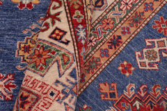 handmade Geometric Super Kazak Blue Ivory Hand Knotted RECTANGLE 100% WOOL area rug 9X12