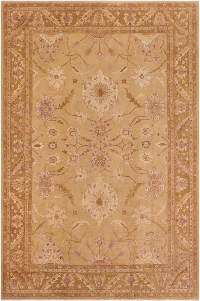 handmade Traditional Kafkaz Gold Brown Hand Knotted RECTANGLE 100% WOOL area rug 10X14
