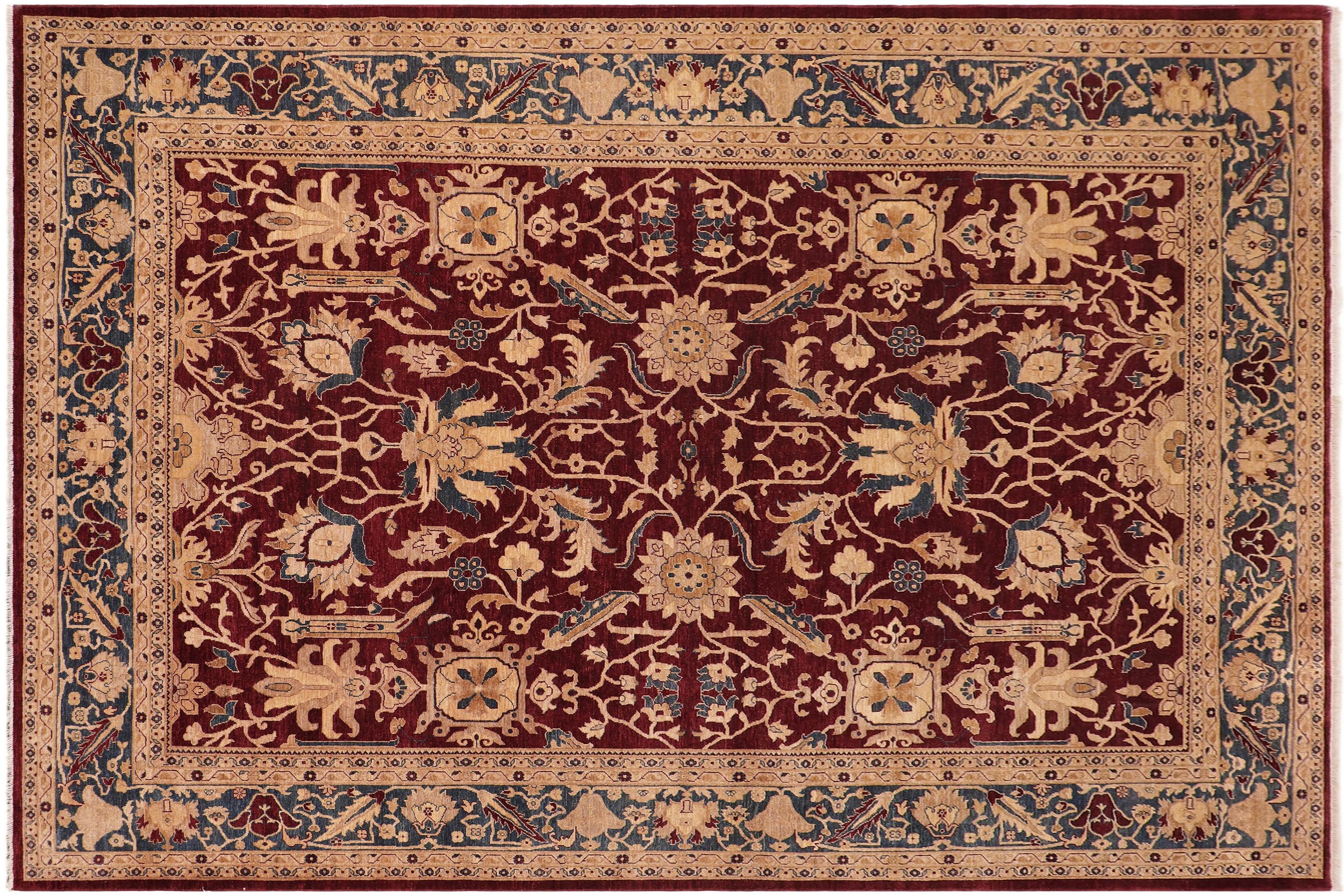 handmade Traditional Kafkaz Red Blue Hand Knotted RECTANGLE 100% WOOL area rug 10x14