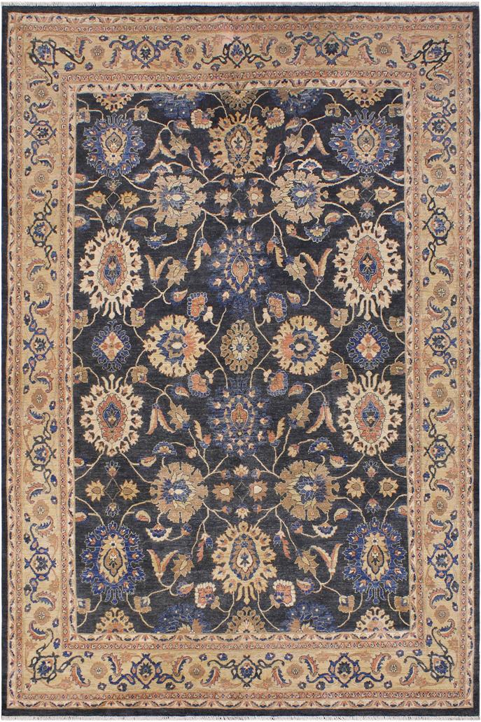 handmade Traditional Kafkaz Charcoal Tan Hand Knotted RECTANGLE 100% WOOL area rug 9X12