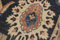 handmade Traditional Kafkaz Charcoal Tan Hand Knotted RECTANGLE 100% WOOL area rug 9X12