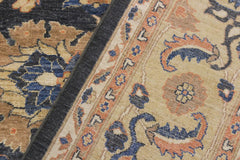 handmade Traditional Kafkaz Charcoal Tan Hand Knotted RECTANGLE 100% WOOL area rug 9X12