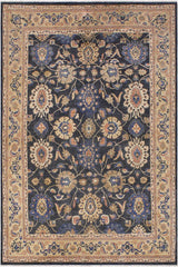 handmade Traditional Kafkaz Charcoal Tan Hand Knotted RECTANGLE 100% WOOL area rug 9X12