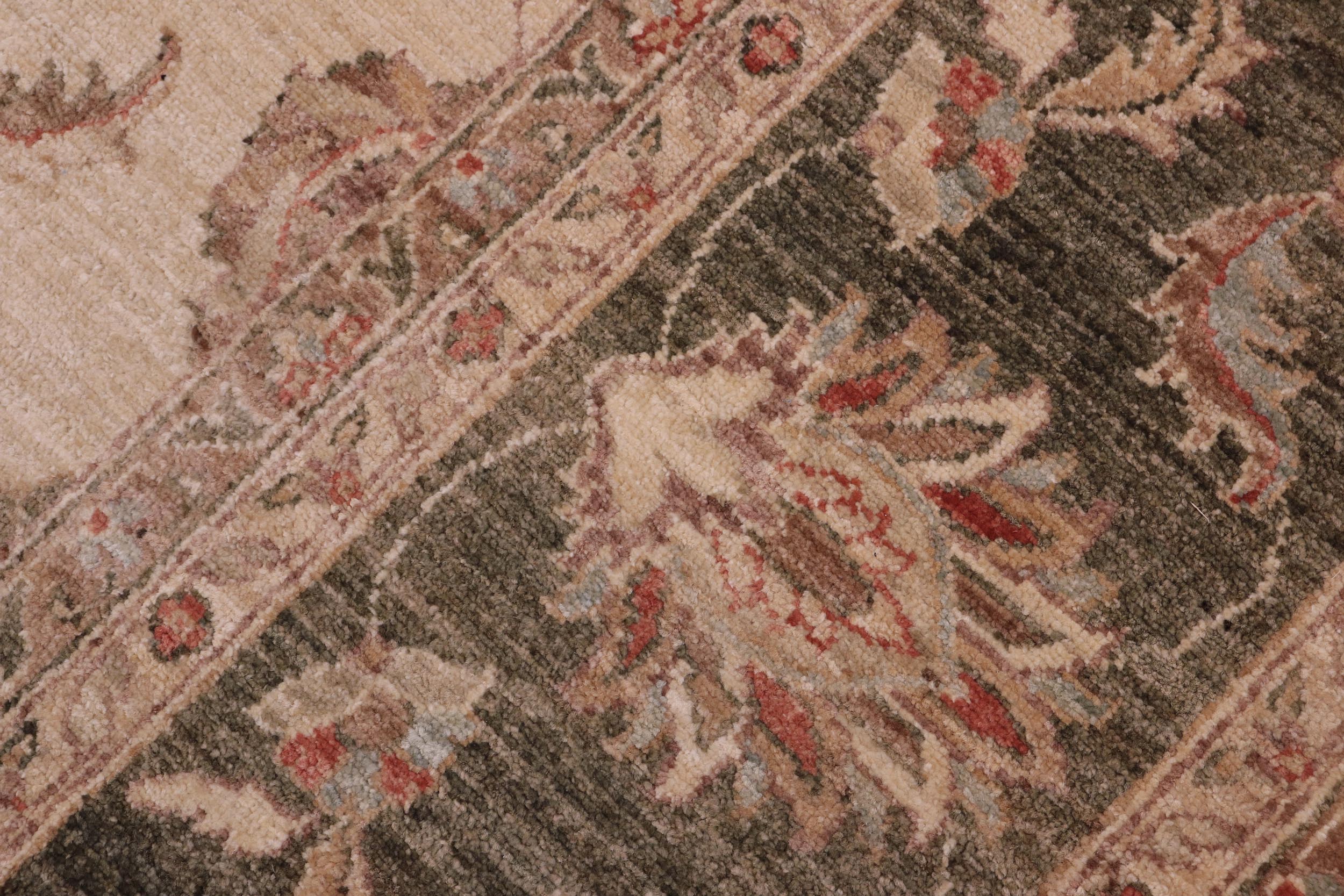 handmade Traditional Kafkaz Beige Green Hand Knotted RECTANGLE 100% WOOL area rug 10x14