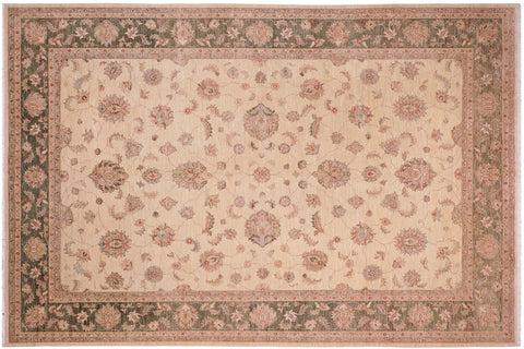 handmade Traditional Kafkaz Beige Green Hand Knotted RECTANGLE 100% WOOL area rug 10x14
