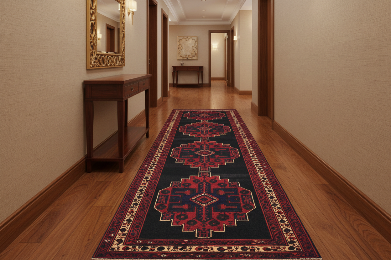 handmade Geometric Balouchi Black Gray Hand Knotted RUNNER 100% WOOL area rug 5x10