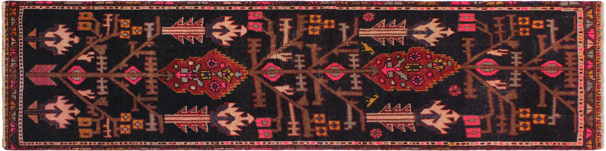 handmade Geometric Balouchi Black Tan Hand Knotted RUNNER 100% WOOL area rug 2x6