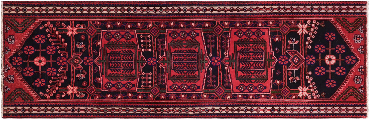 handmade Traditional Vintage Red Tan Hand Knotted RUNNER 100% WOOL area rug 4 x 8