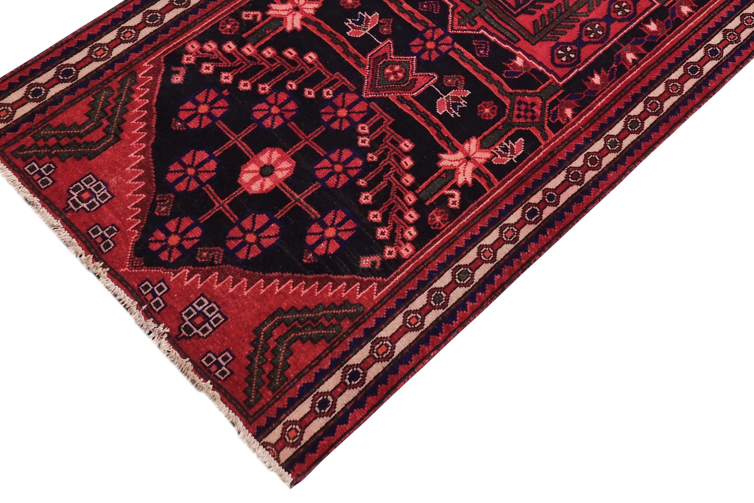 handmade Traditional Vintage Red Tan Hand Knotted RUNNER 100% WOOL area rug 4 x 8