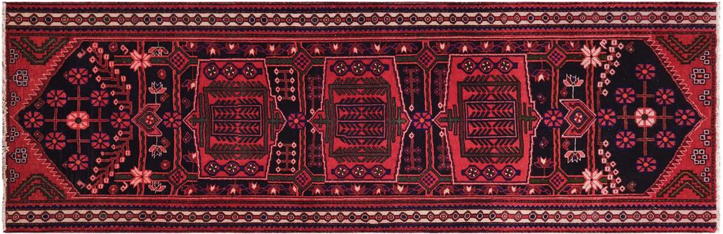 handmade Traditional Vintage Red Tan Hand Knotted RUNNER 100% Wool Pile area rug 4x8