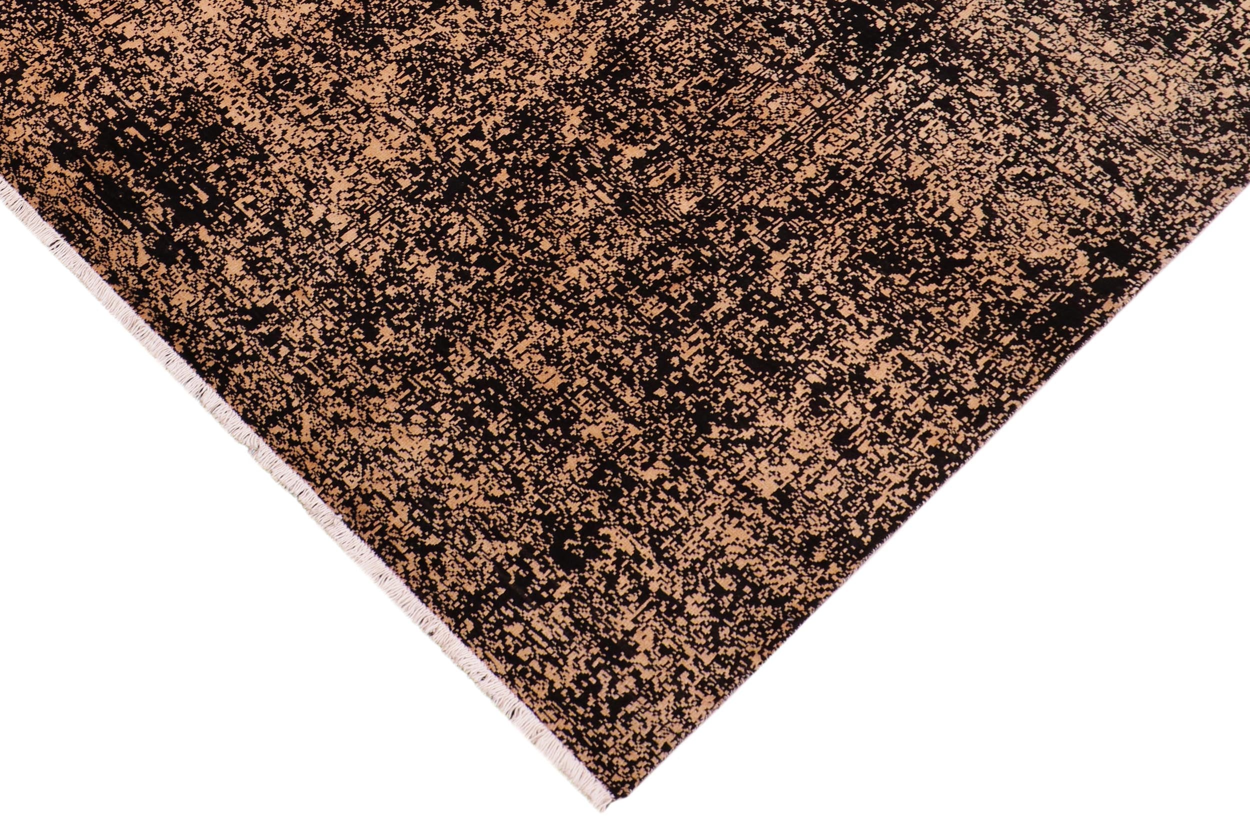handmade Modern Modern Black Beige Hand Knotted RECTANGLE 100% WOOL area rug 9' x 12'