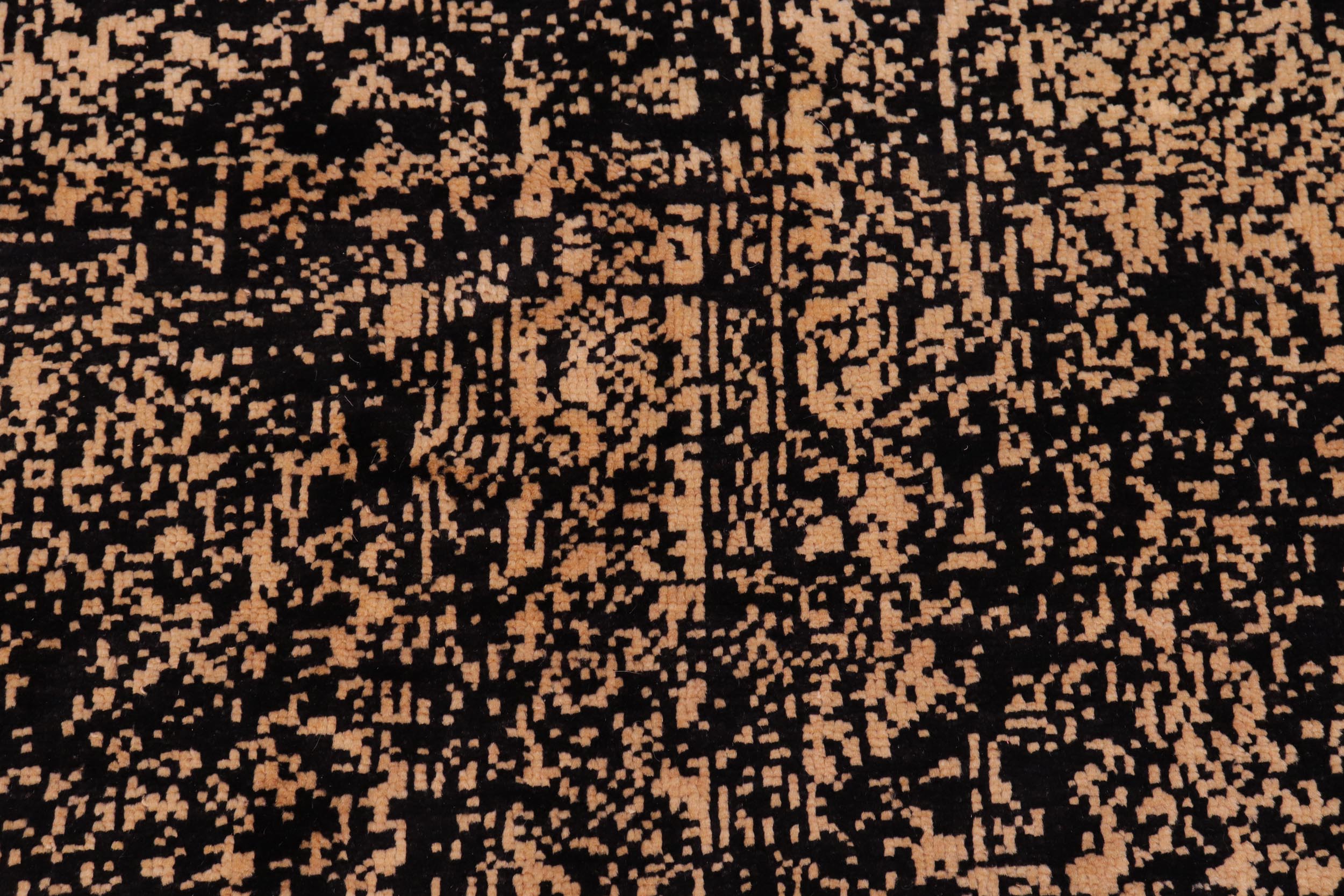 handmade Modern Modern Black Beige Hand Knotted RECTANGLE 100% WOOL area rug 9' x 12'
