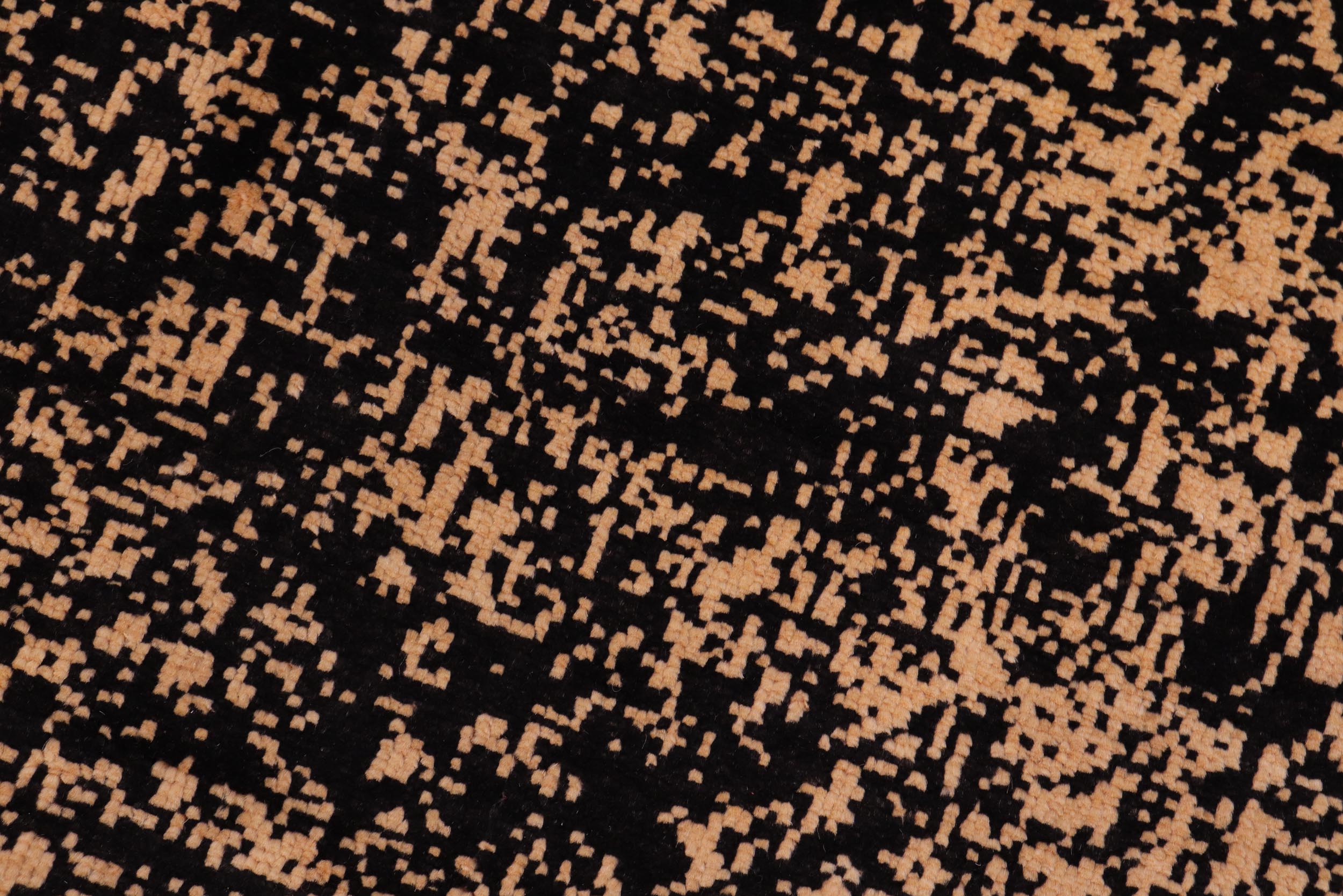 handmade Modern Modern Black Beige Hand Knotted RECTANGLE 100% WOOL area rug 9' x 12'
