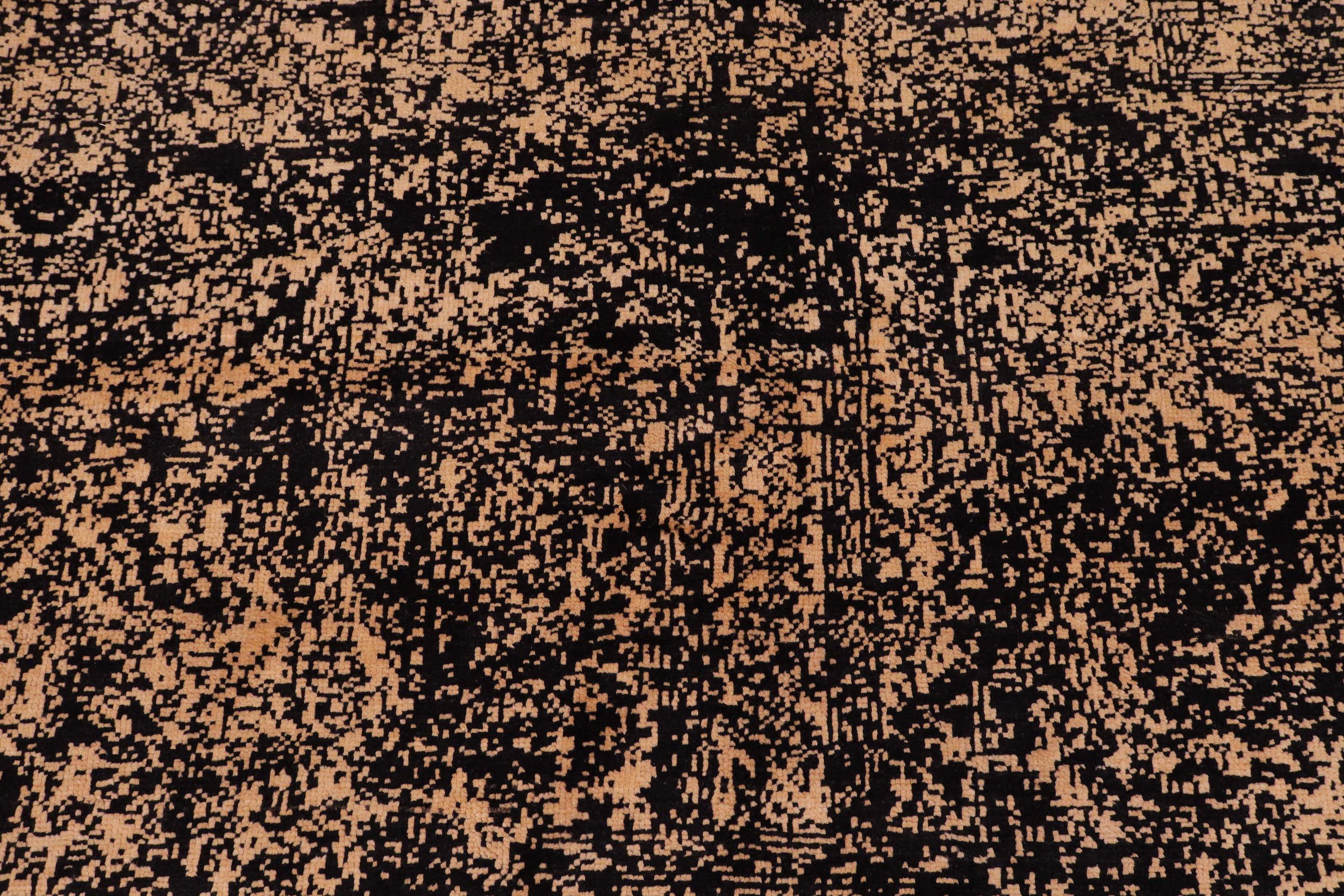 handmade Modern Modern Black Beige Hand Knotted RECTANGLE 100% WOOL area rug 9' x 12'