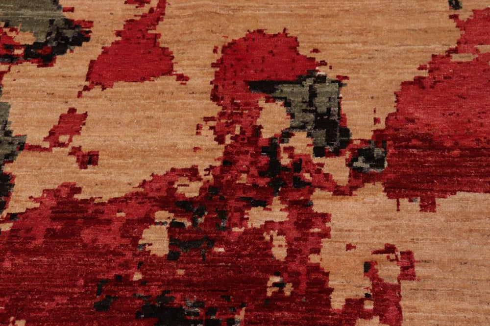 handmade Modern Modern Black Red Hand Knotted RECTANGLE WOOL&SILK area rug 10X14