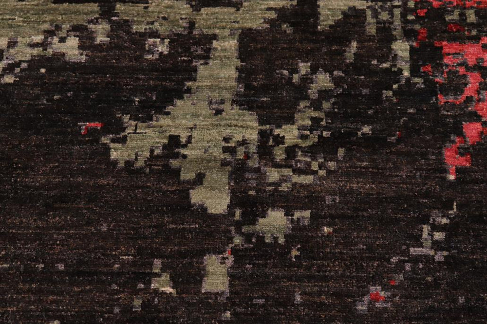 handmade Modern Modern Black Red Hand Knotted RECTANGLE WOOL&SILK area rug 10X14