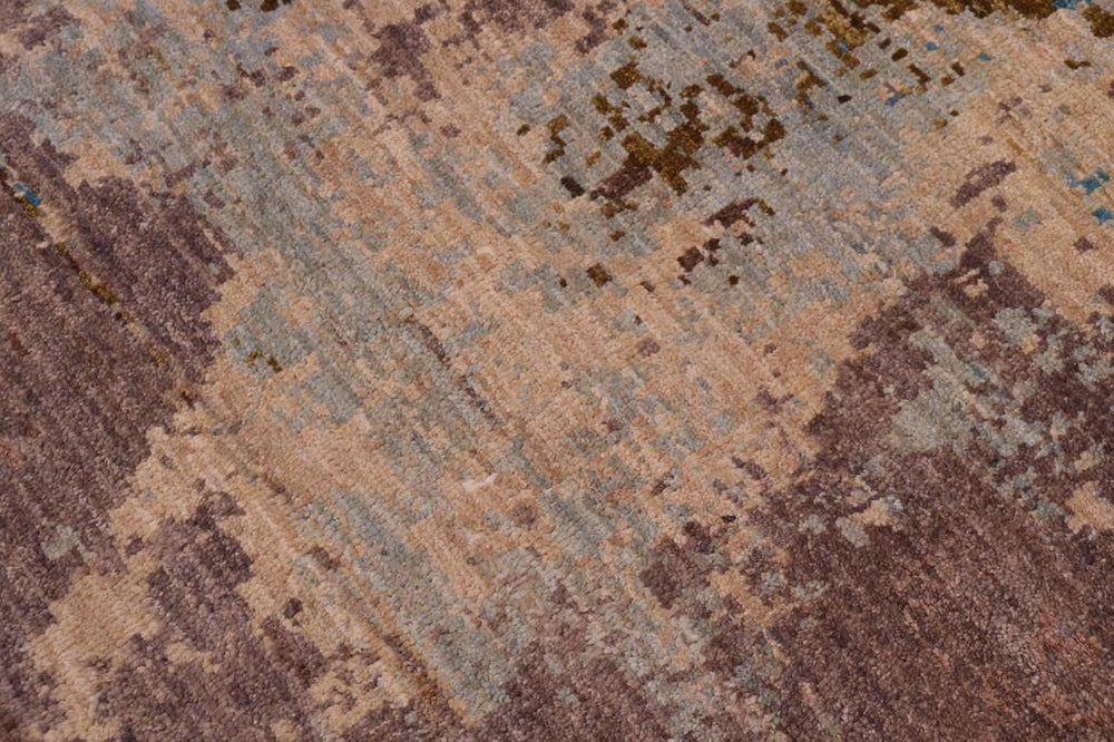 handmade Modern Modern Blue Beige Hand Knotted RECTANGLE WOOL&SILK area rug 8X10