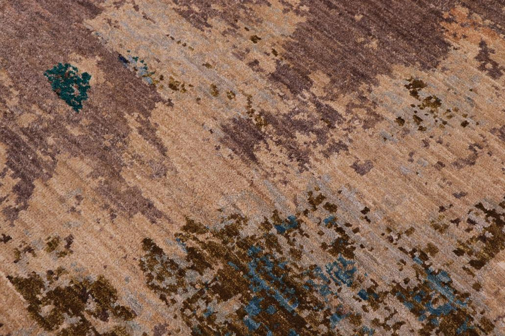 handmade Modern Modern Blue Beige Hand Knotted RECTANGLE WOOL&SILK area rug 8X10